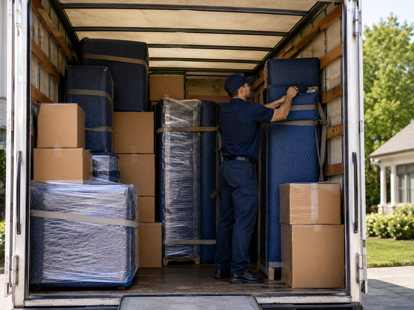 Movers loading a truck for long distance moving