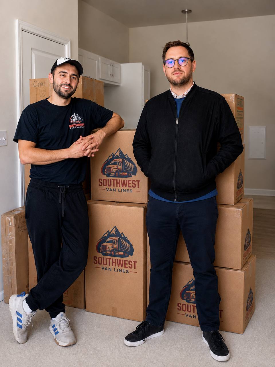 Large household furniture wrapped for protection before transportation